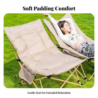 Foldable Design Adjustable Reclining Lounger High Load Capacity Folding Chair Padded Seat Outdoor Furniture Lockable Recline for Beachgoers, Homeowners, Camping, Fishing, Office, Backyard