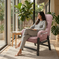 Padded Lounge Chair with Adjustable Backrest Metal-Frame Chair with High Backrest Comfortable Comfy for Gamers, Home Office