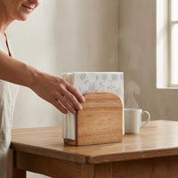 Rounded Top Wooden Tissue Box Holder Solid Wood Upright Tissue Holder Rectangular Home Decor Exposed Design for Tabletop, Kitchen