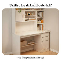Student Desk with Shelves Small Space Solution Computer Desk with Bookshelf Sturdy Construction Study Table for Students, Teens, Bedroom