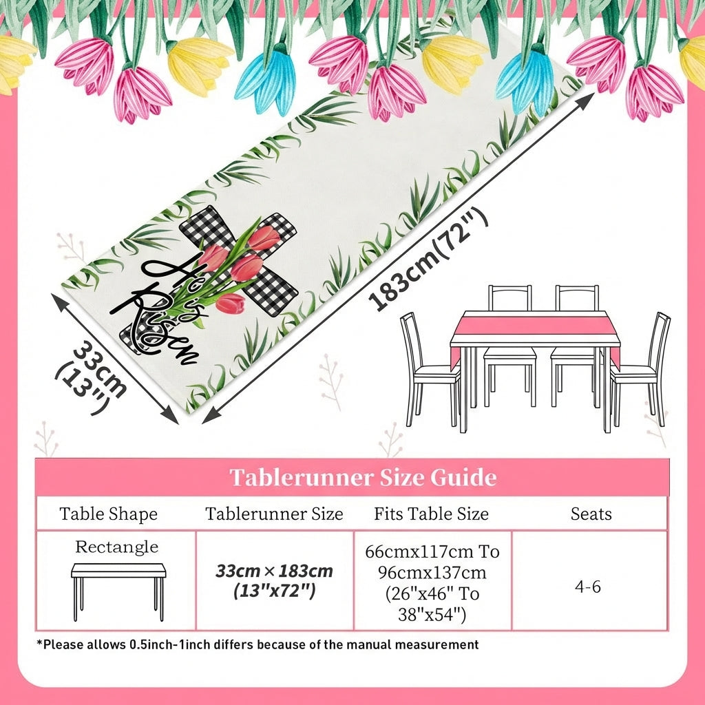 Easter Table Runner Festive Design Hare Pattern Table Runner Linen Dresser Scarf for Party Hosts, Homeowners