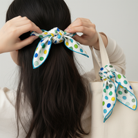 Hand-Painted Polka Dot Mulberry Silk Scarf for Hair and Neck Decoration