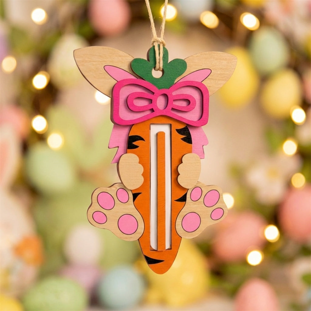 Wooden Easter Cute Creature Motif Easter Fastener Clip Sturdy Wood Bunny Holder for Kids, Family