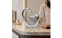 Ceramic Heart Sculpture Elegant Ceramic Heart Ornament Glossy Tabletop Ornament for Entryway Table, Bookshelf, Desk