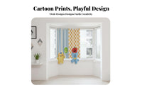 No-Drill Installation Shaped Cartoon Blackout Curtain Irregular Shape Cartoon Character Curtains Playful Pattern Privacy Screen Soft Texture for Renters, Children, Toddlers, Bedroom, Playroom, Nursery, Dorm Room