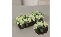 Artificial Flower Arrangement with Rustic Wooden Planter Box Farmhouse Tabletop Floral Arrangement Full Decor for Banquets