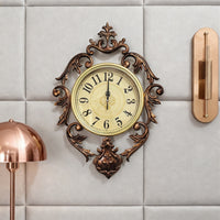 Bronze Toned French Style Wall Timepiece Scrollwork Ornate Wall Timepiece Floral Home Decor foliageLike Detailing