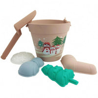 Rounded Shapes Beach Toy Pail Set Curved Handle Silicone Beach Set Printed Patterns Silicone Sand Toys Soft and Flexible for Water Play