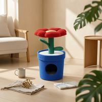 Flower Pot Pet House Enclosed Cat House with Scratching Post Cozy for Small Dogs