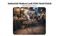 Stainless Steel Folding Table Foldable Design Industrial Design Folding Chair Commercial Grade Portable Metal Dining Table for Homeowners, Events