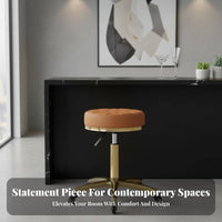 Adjustable Height Upholstered Vanity Stool Quiet Rolling Casters Upholstered Low-Back Task Seat Sturdy 5-Star Base Swivel Chair High-Rebound Foam for Makeup Enthusiasts, Home Office Workers, Beauty Salon, Barbershop, Medical Office, Dressing Room