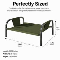 Sturdy Duty Raised Dog Bed, Outdoor Dog Bed with Steel Frame, Washable Oxford Cloth Cover, 20cm Elevated Pet Bed for Garden