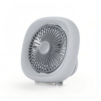 Battery Powered Rechargeable Fan with Light Portable Hanging Fan with Circular Light Light Compact Automatic Oscillation for Campers, Students, Tents, Desks, Dorm Rooms, Bedside