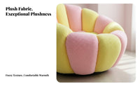 360° rotate Pumpkin-Shaped Armchair Plush Comfort Pumpkin-Shaped Seat with Footstool Soft and Breathable Single Sofa Ergonomic Design for Adults, Teens, Readers, Living Room, Balcony, Bedroom, studying corner