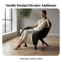Nordic Design ram's Horn Chair Light Luxury aesthetic Indoor Furniture Sculptural Form Ergonomic Backrest for Interior Designers, Apartment Dwellers, Living Room, Showroom, Lounge Area, perusing alcove
