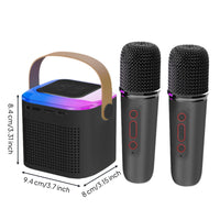 Subwoofer Bass Portable Karaoke Machine Rechargeable Bluetooth Speaker Audio Input Device Set Long Battery Life Mini Karaoke Machine with 2 Wireless Microphones High-Fidelity Sound Quality for Family