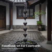 Soothing Water Sounds Rain Chain Creates Waterfall Effect Metal Rain Chain with Cups Weather Resistant for House Eaves, Patio