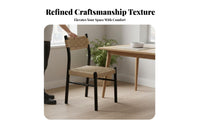 Wabi-Sabi Aesthetic Woven Seat Chair French Vintage Inspired Woven Back Chair Breathable Weave Dining Seating Armless for Apartment Dwellers, Interior Decorators, Cafe Owners, Kitchen, Living Room, Restaurant, Home Office