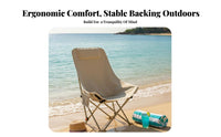 Foldable High-Back Moon Chair Lightweight Padded Moon Chair Stable Structure Camping Seat Heavy-Duty Frame for Campers, Families, Fishing, Picnic, Picnics, Backyard