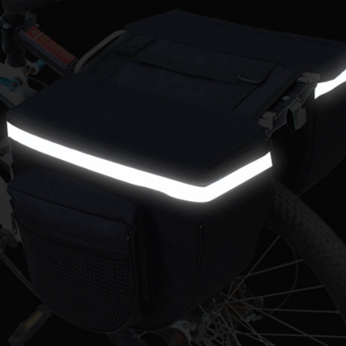 Reflective Trim Bike Rear Rack Bag Zipper Closure Bike Rear Rack Bag Top Flap Cycling Gear Side Pocket for Travel