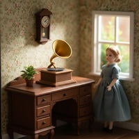 Retro Design Vintage Gramophone Miniature Photography Prop Miniature Phonograph Model Detailed Reproduction Tiny Phonograph Figurine for Hobbyists, Collectors, Miniature Scene