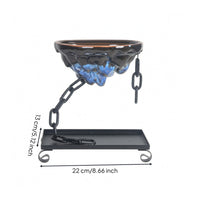 Iron Chain Ceramic Hanging Planter Glossy Tabletop Planter Display Textured Ceramic Hanging Pot Black