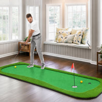 Grass-Textured Golf Putting Mat with Cups Non-Slip Indoor Putting Green with Flags Slim-Profile Compact for Golfers