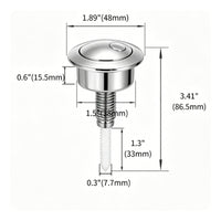 Toilet Button with Threaded Stem Chrome Toilet Cistern Push Button Low-Height Chrome-Plated for Bathroom Repair