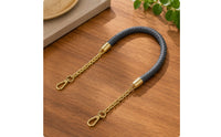 Gold-Tone Braided Bag Strap with Hooks Short Replacement Bag Handle with Clips Sturdy Leather Purse Strap with Chain Classic for Shoulder Bags