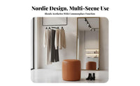 Nordic Design Cushiony Round Stool Multi-Functional Footstool Multifunctional Ottoman Compact for Boutique Owners, Apartment Dwellers, Clothing Boutique, Fitting Room, Small Areas, Entryway
