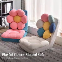 Back Support Legless Tatami Lounger Foldable Flower-Shaped Lounger Adjustable Backrest Floor Chair Space-Saving for Children, Students, Young Adults
