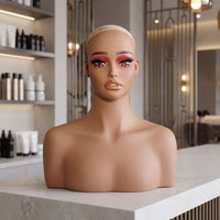 Female Mannequin Head with Shoulders Realistic Mannequin Head with Shoulders Professional for Hairstylists, Cosmetologists, Salons, Retail Storefronts