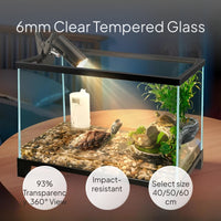 Clear Glass Turtle Enclosure with Drain and Basking Area