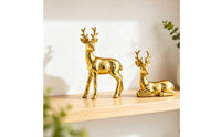 Gold Deer Figurines Shiny Deer Statues Sculpted Stag Figurines Sturdy for Living Room