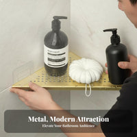 2 Pieces Triangular Corner Shelf Pressure Installation Corner Shower Organizer No on Surfaces Surface Rack for Renters, Families, Restroom, Kitchen