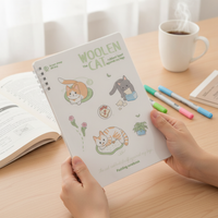 Dreamy Cat B5 Loose-Leaf Notebook Set, Frosted Cover, Detachable Ring Binder for Students