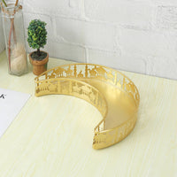 Iron Tray with Openwork Sidewalls Decorative Crescent Tray Platter Tabletop Metal for Table Decoration, Home Decor