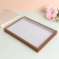 Jewelry Display Tray Walnut Wood-Colored Jewelry Storage Tray Home Organizer Light Gray Raised Side