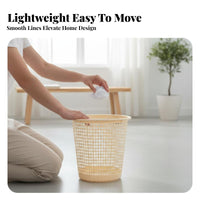 Hollow-Vented Wastebasket Uncovered Top Plastic Mesh Trash Can Lidless Paper Basket Modern Design Mesh Trash Can Easy to Clean