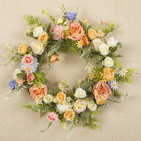 Summer Wreath No Watering Pink Rose Wreath Resistant Front Door Hanger