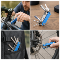 Bicycle Repair Tool Kit, Multi-Function Folding Bike Repair Tool and Wrench Set for Tire Patching
