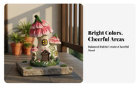 Mushroom House Statue Whimsical Decor Mushroom House Figurine Hand-Painted Details Resin Fairy Cottage for Gardeners, Micro Landscape, Balcony, Patio