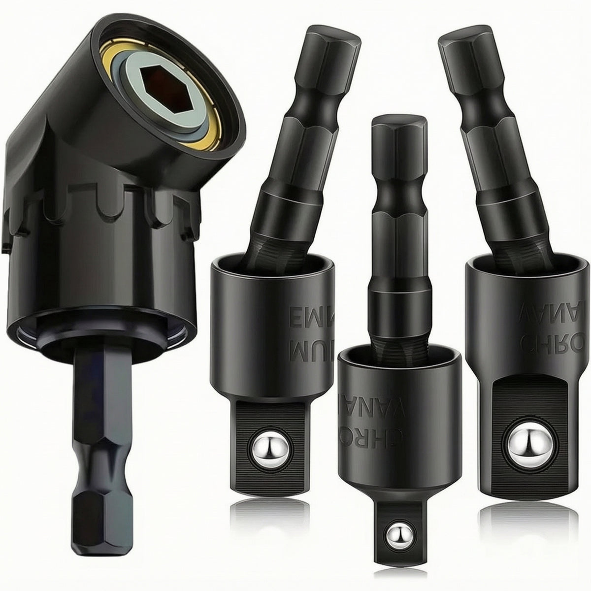 3 Pieces Angled Screwdriver Socket Adapter Light to Medium Duty Hex Shank Adapter with Rotating Joint for DIYers