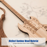 Bamboo Wood Instrument Bookmark, Guitar Bass Design, Vintage Style, Cultural Craft, Random Design