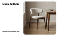 Comfortable Upholstery Nordic Design Side Chair Sturdy Construction Textile Side Chair with Wood Legs High-Density Foam Cushion Indoor Seating Ergonomic Backrest for Homeowners, Restaurant Owners, Interior Design Enthusiasts, Cafe, Living Room