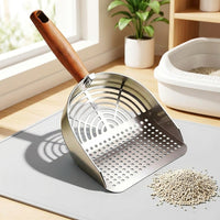 Litter Metal Stainless Steel Cleaner with Fine Mesh Holes, Rectangular Head for Multi-Cat Household Easy Cleaning
