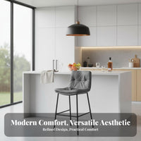 Modern Design Upholstered High-Back Stool Metal Footrest Counter Chair Padded Cushion Seating Furniture Sturdy Construction for Cafe Owners, Bar Patrons, Restaurant Guests, Kitchen Island, Pub, Dining Room, Office