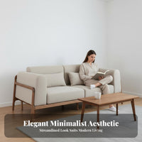 Nordic Design 3-Seater with Wood Frame Minimalist design Living Room Furniture Japanese Aesthetic Couch Small Space perfect for Apartment Dwellers, Homeowners, Pet Owners, Lounge Area, Office, Home Theater