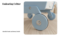 Wooden Young Child Shopping Cart Wood Animal Push Pusher Smooth Polished Edges Wooden Infant Pusher for Young Children, Infants