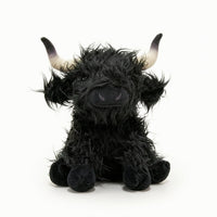 Highland Cow Stuffed Animal with Long Horns Shaggy Highland Cow Stuffed Animal Doll Soft Realistic for Children, Bookshelf